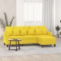 Trivietė sofa su pakoja, šviesiai geltona, 180cm, audinys