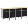 Darbo spinta su stalčių 4 pcs Juoda ir pilka 200 x 55 x 85 cm