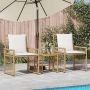 Lauko baldų komplektas 3 pcs Natūralus ir grietinėlės baltas