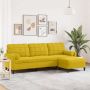 Trivietė sofa su pakoja, geltona, 210cm, aksomas