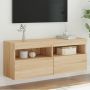 Sieninė TV spintelė su LED lemputėmis, ąžuolo, 100x30x40cm