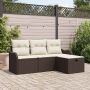 Sodo Sofų Rinkinys su pagalve 4 pcs Ruda Poli ratanas
