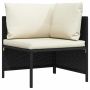 Modulinė kampinė sofa su pagalvėlėmis, juoda, poliratanas