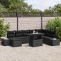 Sodo Sofų Rinkinys su saugykla 9 pcs Juoda Poli ratanas