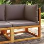 Sodo kampinė sofa su pagalvėlėmis, akacijos mediena ir rotangas