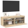 TV spintelės su LED apšvietimu, 2vnt., ąžuolo, 60x35x40cm