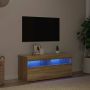 Televizoriaus spintelė su LED apšvietimu, ąžuolo, 90x35x40cm