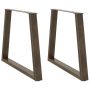 Valgomojo stalo kojelės, V formos, 2 vnt., natūralus plienas, 80x(72-73,3) cm, plienas