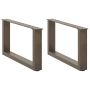 Kavos staliuko kojelės, U formos, 2 vnt., natūralus plienas, 70x(30-31) cm, plienas