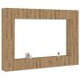 8 dalių sieninis televizoriaus spintelės komplektas Artisan Oak