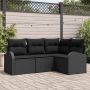 Sodo Sofų Rinkinys su pagalve 4 pcs Juoda poliratanas