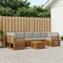 Lauko sofos komplektas 8 pcs Natūrali ir šviesiai pilka