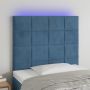 Galvūgalis su LED, tamsiai mėlynas, 80x5x118/128cm, aksomas