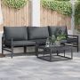 Sodo Sofų Rinkinys su pagalve 3 pcs Juoda Plienas