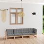 Keturvietė sodo sofa su pagalvėlėmis, pušies medienos masyvas