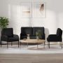 Sofų komplektai su pagalve 3 pcs Juoda 115 x 56 x 80 cm fanera
