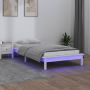 Lovos rėmas su LED, baltos spalvos, 90x200cm, medienos masyvas