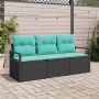 Sofos komplektas 3 pcs Juoda poliratanas