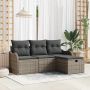 Sodo Sofų Rinkinys su pagalve 4 pcs Pilka Poli ratanas