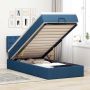Osmanų lovos rėmas su čiužiniu, mėlynas, 80x200cm, audinys