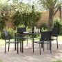 Sodo valgomojo komplektas 5 pcs Juoda PE ratanas