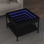 Kavos staliukas su Infinity LED lemputėmis, juodas, 50x50x38cm