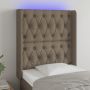 Galvūgalis su LED, taupe spalvos, 83x16x118/128cm, audinys