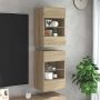 Sieninės spintelės su LED apšvietimu televizoriui, 2vnt., ąžuolo, 40x30x60,5cm