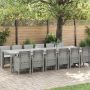 Sodo valgomojo komplektas 13 pcs Šviesiai pilka Polt ratanas