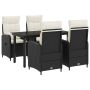Sofa Stalo Rinkinys su pagalve 5 pcs Juoda ir kreminė balta