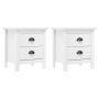 Naktinės spintelės Hill, 2vnt., baltos, 46x35x49,5cm, pušis