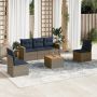 6 dalių sodo sofų komplektas su pagalvėlėmis, pilkas, poliratanas