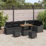 Sodo Sofų Rinkinys su pagalve 9 pcs Juoda poliratanas