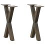 Kavos staliuko kojelės, X formos, 2 vnt., natūralus plienas, 38x(42-43) cm, plienas