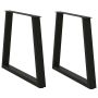 Valgomojo stalo kojelės, V formos, 2 vnt., juodos, 80x(72-73,3) cm, plienas