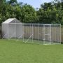 Lauko voljeras šunims su stogu, sidabrinis, 2x10x2,5m, plienas