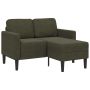 Dvivietė sofa su šezlongu, L formos, tamsiai žalia, 125 cm, dirbtinė oda