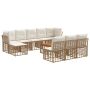 Lauko sofos komplektas 11 pcs Natūralus ir grietinėlės baltas