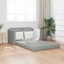 Grindų sofa-lova, 2-1, šviesiai pilka, 122x204x55cm, aksomas