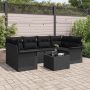 Sodo Sofų Rinkinys 7 pcs Juoda Poli ratanas, plienas ir stiklas