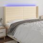 Galvūgalis su LED, kreminės spalvos, 203x16x118/128cm, audinys