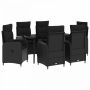 Sofa Stalo Rinkinys su pagalve su pagalve 7 pcs Juoda