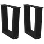 Kavos staliuko kojelės, V formos, 2 vnt., juodos, 40x(30-31,3) cm, plienas