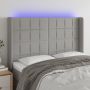 Galvūgalis su LED, šviesiai pilkas, 147x16x118/128cm, audinys