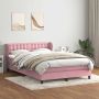 Lova su spyruoklėmis ir čiužiniu, rožinė, 160x210 cm, aksomas