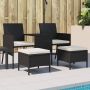 Dvivietė sodo sofa su staliuku/taburetėmis, juoda, poliratanas
