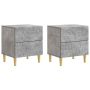 Naktinis staliukas 2 pcs Betono pilka 43 x 34,5 x 48 cm
