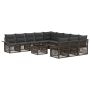 Sodo Sofų Rinkinys 12 pcs Pilka poliratanas
