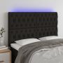 Galvūgalis su LED, juodos spalvos, 160x7x118/128cm, audinys