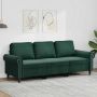 Trivietė sofa, tamsiai žalios spalvos, 180cm, aksomas